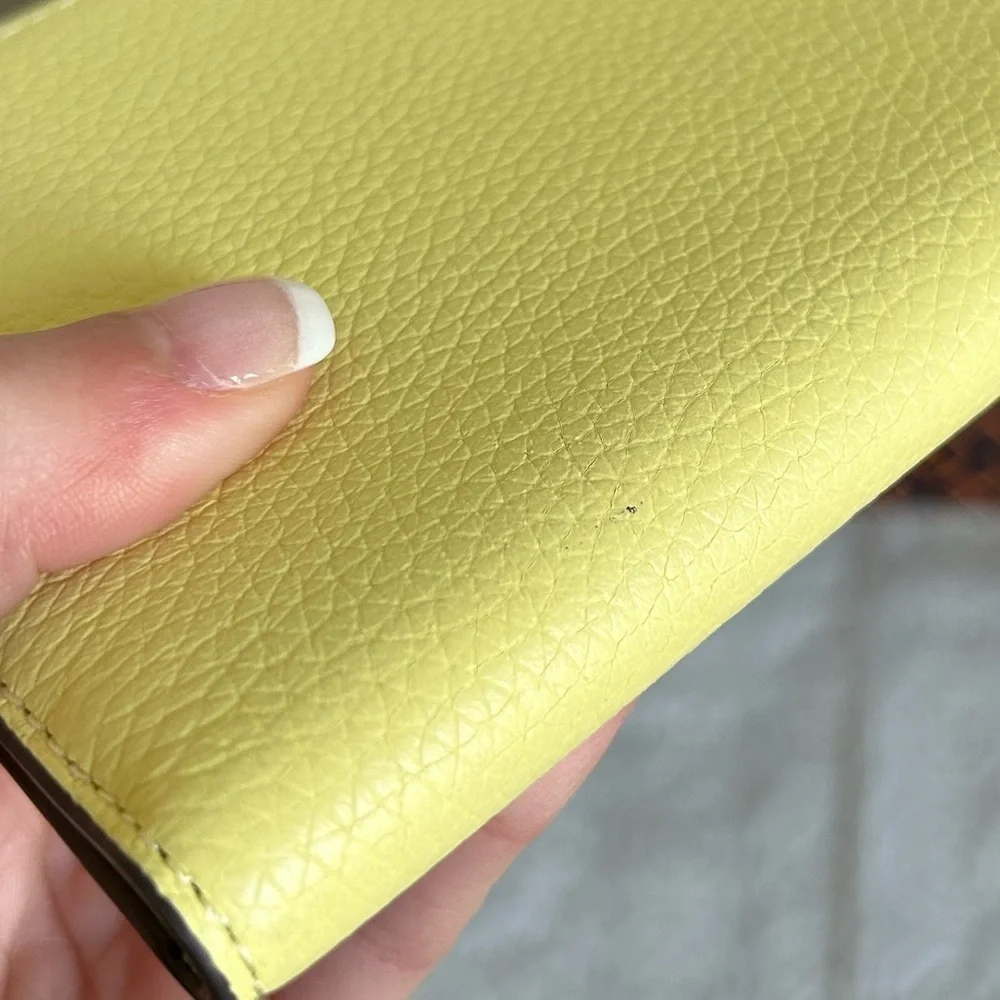 Tory Burch Blake Color Block Slim Envelope Wallet Pastel Yellow Pinefrost Silver